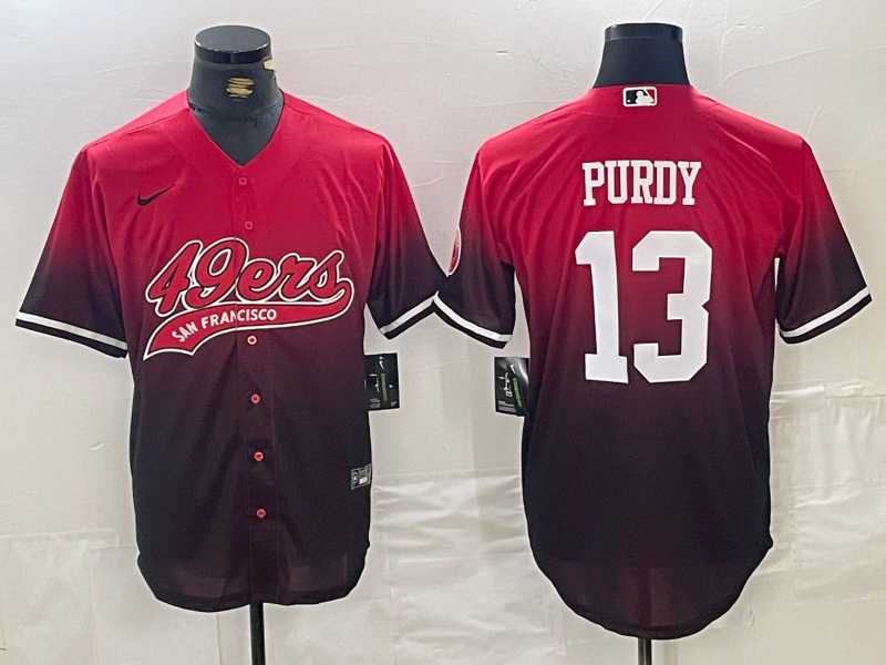 Men%27s San Francisco 49ers #13 Brock Purdy Red Black Stitched Baseball Jersey